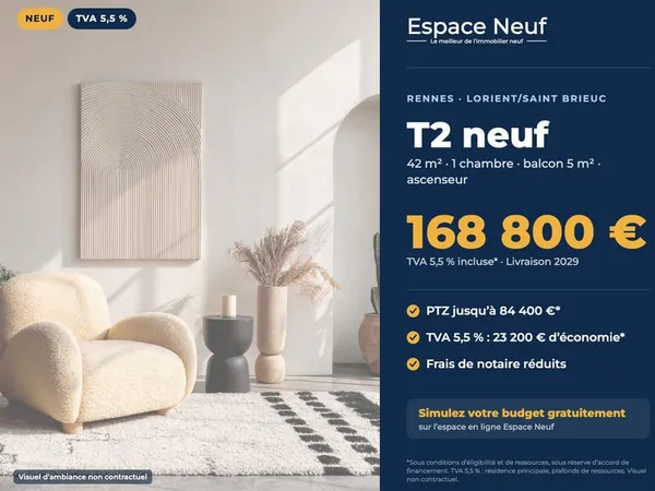 RENNES - Rue de Saint Brieuc - T2 BRS à partir de 185000EUR