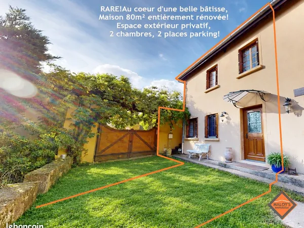 RARE Maison 75m² sans travaux à prévoir Terrain privatif, 2 places de parking