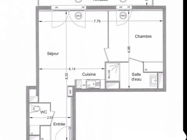 Appartement 2 pièces 45 m²