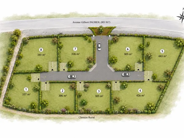 LAMBESC, Terrain en lotissement viabilisé de 300m2 avec empr