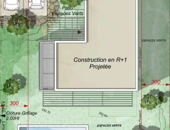 TERRAIN CONSTRUCTIBLE - 425M2 - 20 % EMPRISE AU SOL - PLAT -