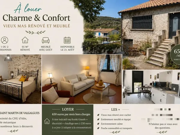 Appartement de 55m2 à louer sur Saint-Martin-de-Valgalgues