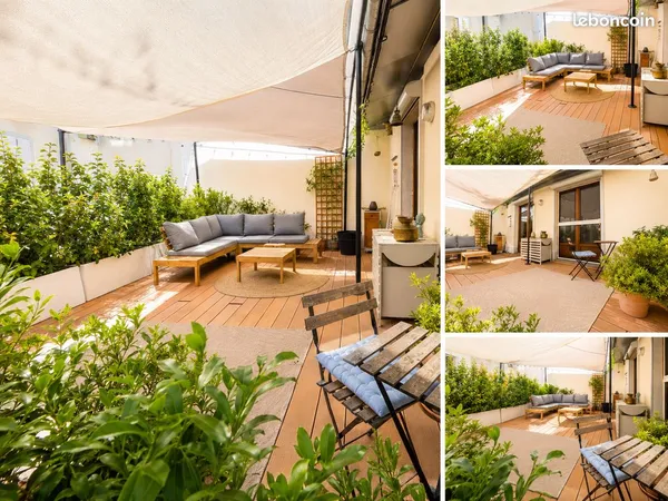 Maison rénovée, terrasse arborée, garage, atelier / bureau