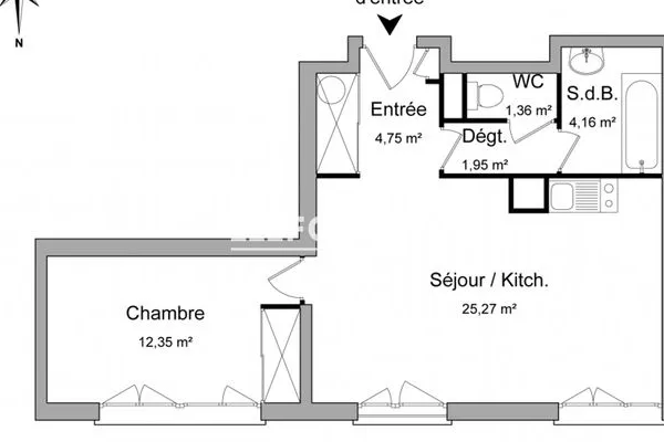 Appartement 2 pièces 50 m²