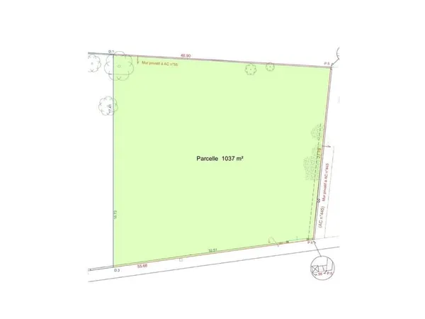 Terrain 1037 m²