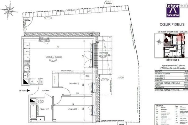 Appartement 3 pièces 56 m²
