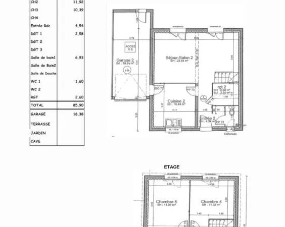Pavillon 4 pièces 85 m²