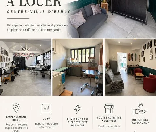 Local commercial 77m² - Centre-ville d'Esbly - Rue commerçante