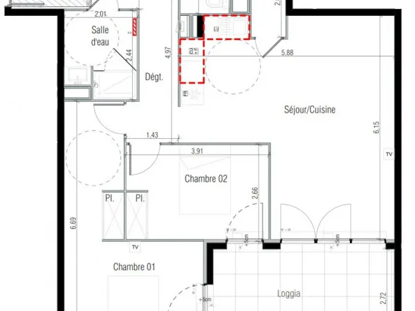 Appartement en résidence 3 pièces 74 m²