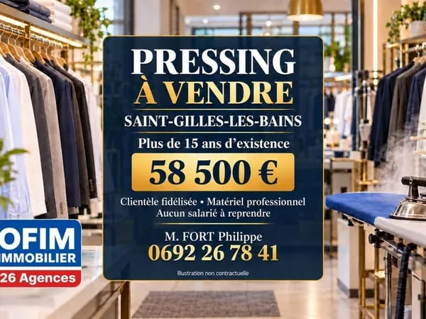A VENDRE | Fonds de commerce Pressing à Saint-Gilles les Bains à 58 500€