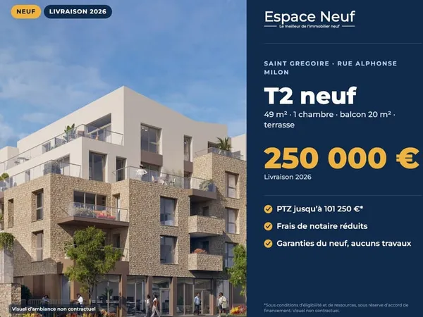 SAINT GREGOIRE - APPARTEMENT T2 AVEC TERRASSE - RESIDENCE D