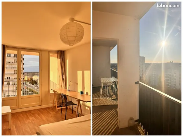Chambre meublée en colocation - 10e étage, vue dégagée - Angers