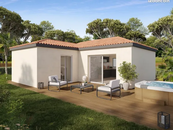 Aigues-Vives 30 : maison neuve 50 m² avec terrain viabilisé de 260 m², proche mer, écoles et commodi