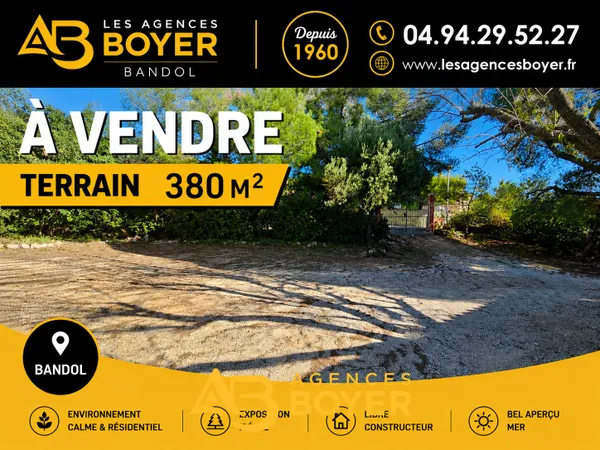 Terrain constructible de 380 m2 à Bandol Un cadre de vie p
