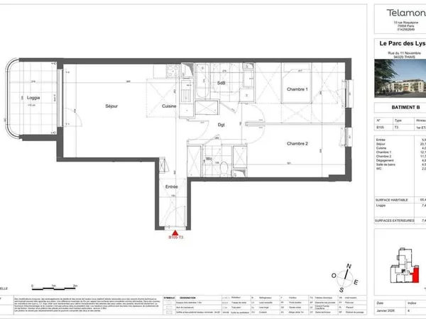 Appartement 3 pièces 65 m²