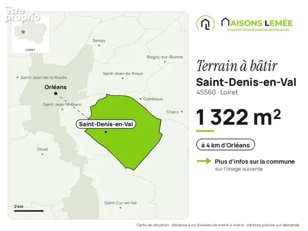 Terrain à bâtir 1 322 m² à Saint-Denis-en-Val