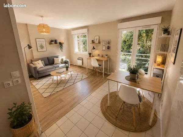 Grand studio de 34 m2 avec balcon et place de stationnement privative dans résidence sécurisée « La 