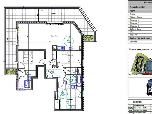 Appartement ATTIQUE 4 Pièces de 90,79m² avec Vaste Terrasse, Cave et Parking sécurisée
