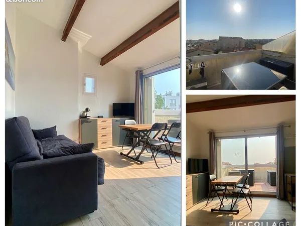 Plage à 50m : T2 traversant, terrasse, parking, chambre petite vue mer 😊