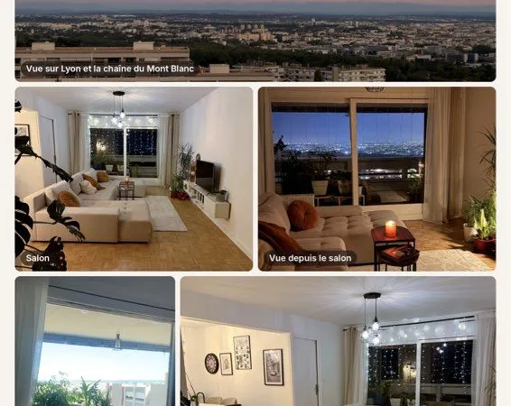 Caluire-et-Cuire, Montessuy : T3 de 78,85 m² au 7e étage, vue panoramique sur Lyon