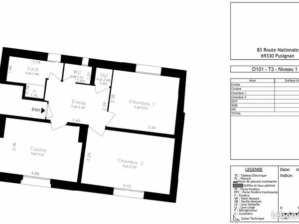 Appartement 3 pièces traversant à rénover - 60 m² avec garages - Pusignan