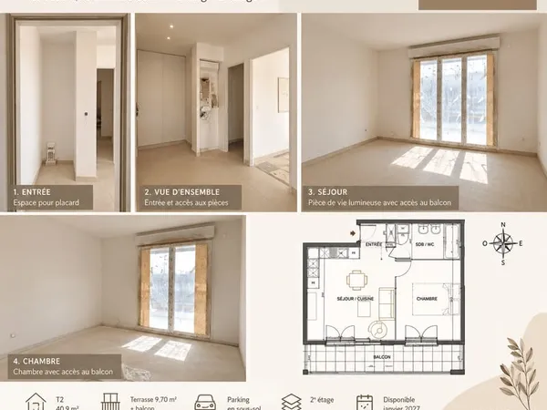 Appartement 2 pièces 41 m²