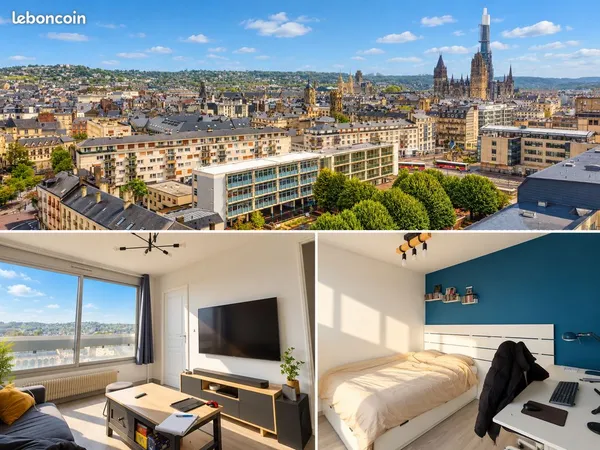 Appartement T2 34 m² RÉNOVÉ - 14e ÉTAGE - VUE EXCEPTIONNELLE CATHÉDRALE - ROUEN
