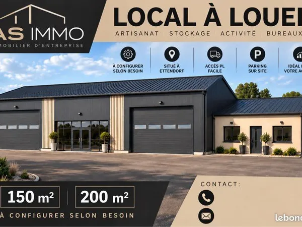 Locaux professionnels neufs à louer - 150 à 200 m² - Ettendorf