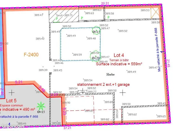 Terrain constructible 559m²