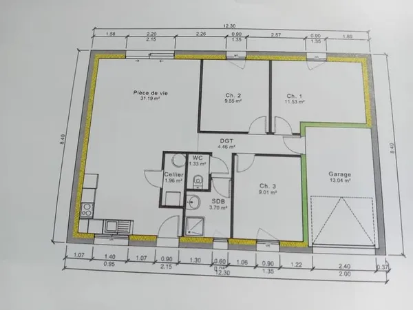 Maison 3 chambres avec garage à CHALLANS sur un terrain de 400 m²