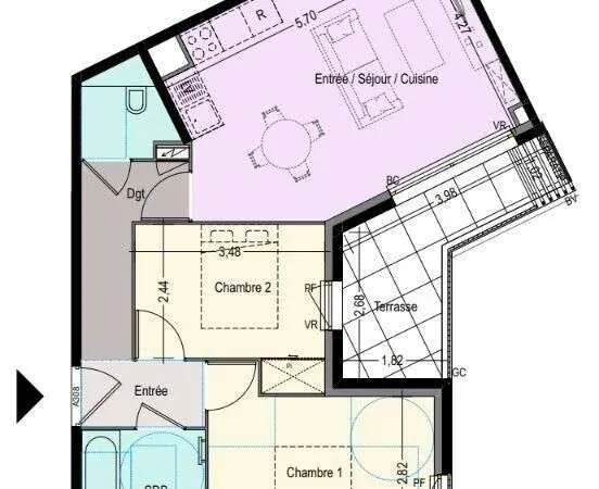 Appartement 3 pièces 60 m²