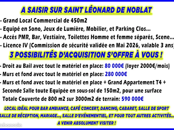 Dancing - Salle de Réception...Tous Commerces - Licence IV