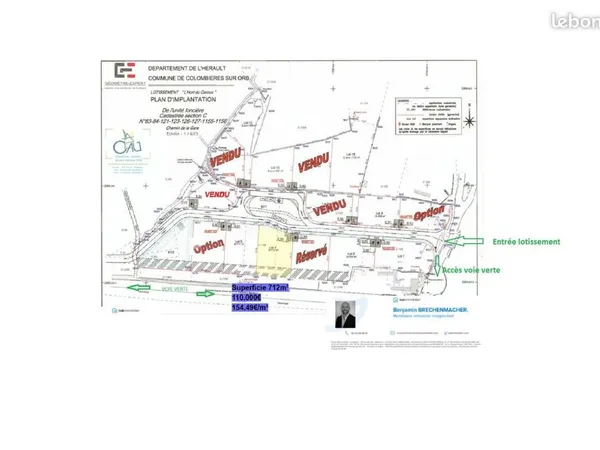 Terrain 712 m² Colombieres Sur Orb