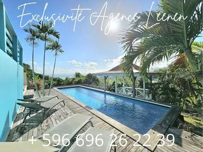 VILLA TROPICALE F5 MEUBLÉE HAUT DE GAMME - PISCINE ET VUE MER SUR LA BAIE DES TROIS ÎLETS ET LE GOLF