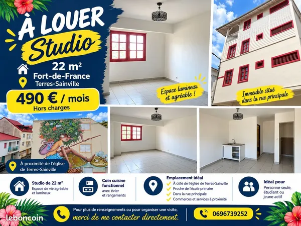 À LOUER - STUDIO DE 22 m² À FORT-DE-FRANCE
