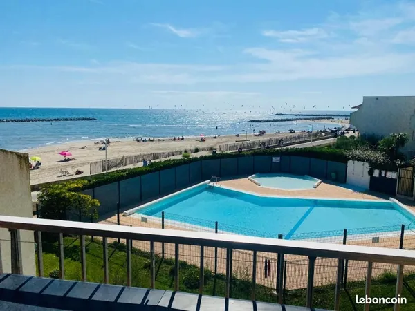 PALAVAS - T2 CABINE - 1re LIGNE MER - TERRASSE 24 m² - PARKING - PISCINE