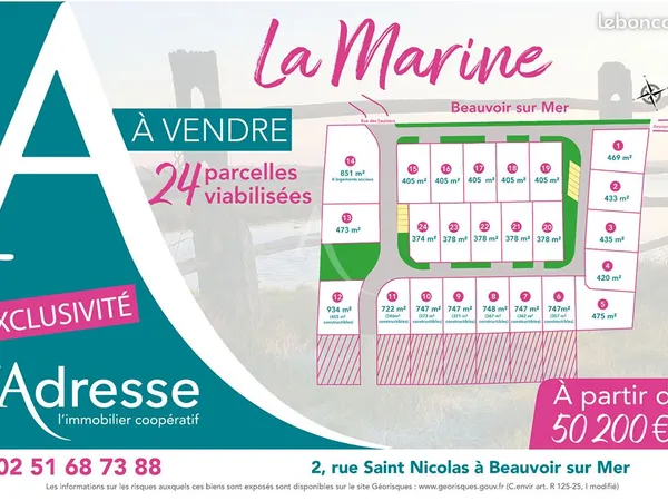 Terrain 469 m² BEAUVOIR SUR MER