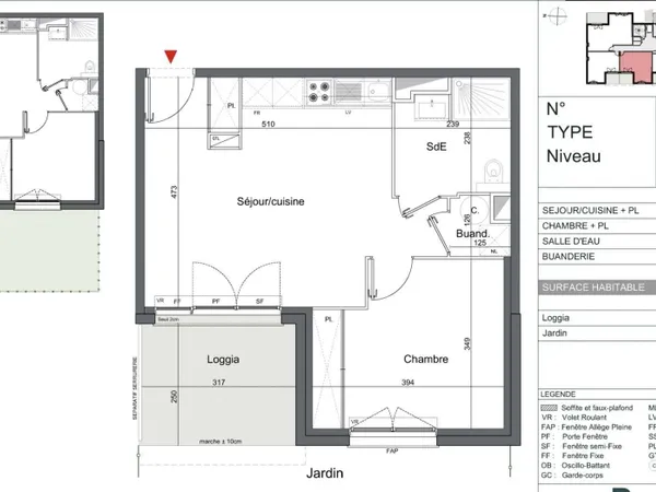 Appartement 2 pièces 44 m²
