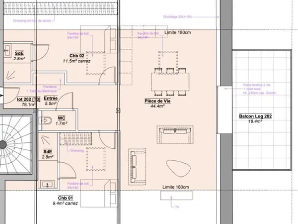 Appartement 3 pièces 78 m²