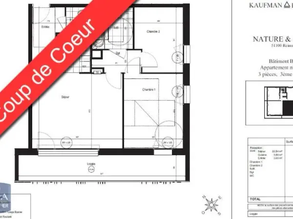 Appartement 3 pièces 62 m²