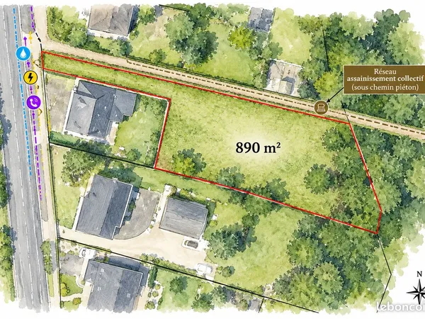 Terrain constructible 890 m² - Laillé, au calme, proche du bourg