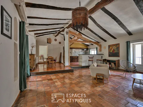Maison de village de caractère avec terrasses, jardin et caves voûtées