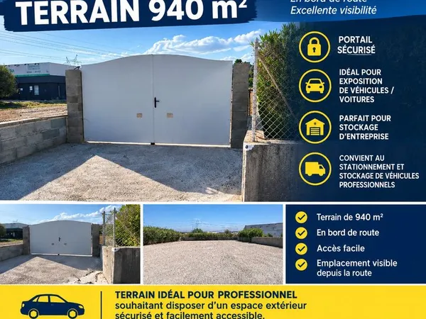 A louer Terrain clos et sécurisé 940 m2