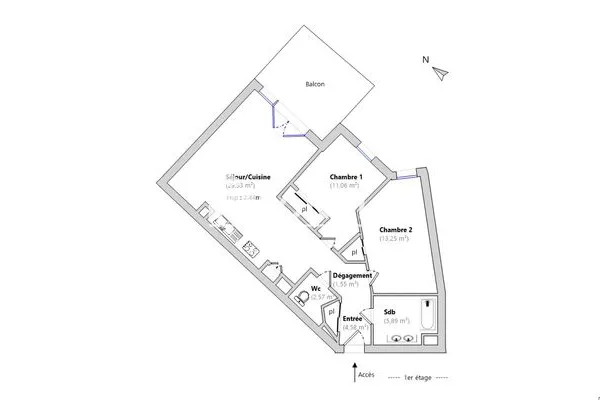 Appartement 3 pièces 68 m²