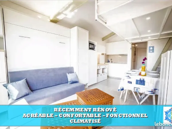 STUDIO + MEZZANINE - 4/6 COUCHAGES - PARKING PRIVATIF - 100 m DE LA PLAGE - RÉSIDENCE AVEC PISCINES 