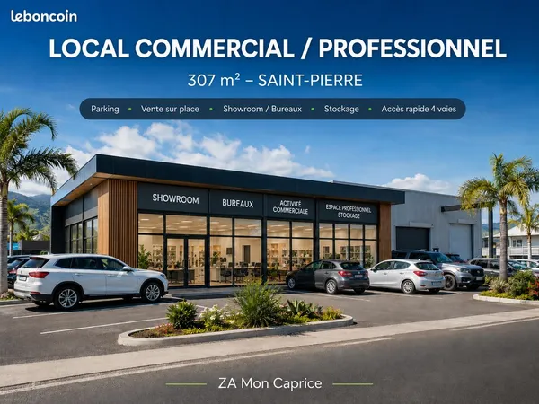 Local commercial / entrepôt avec bureaux 307 m² ZA Mon Caprice Saint-Pierre