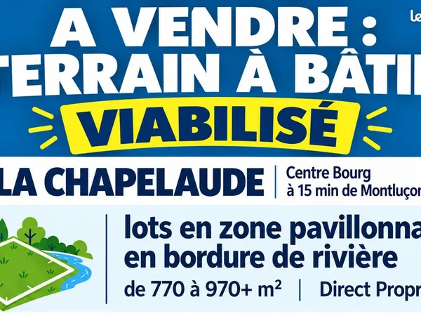 Terrain constructible viabilisé - 972 m²