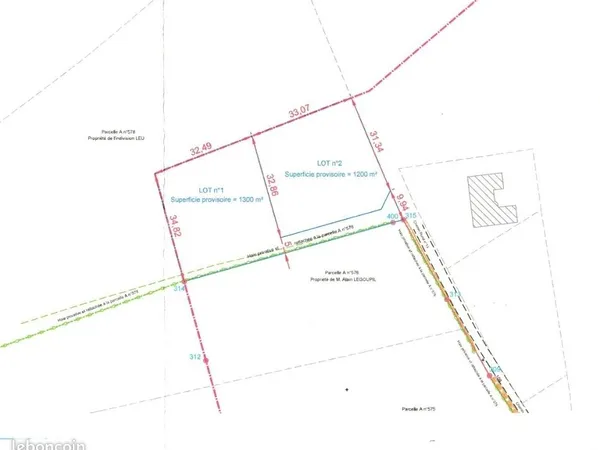 Terrain 1250 m² CERISY LA FORET