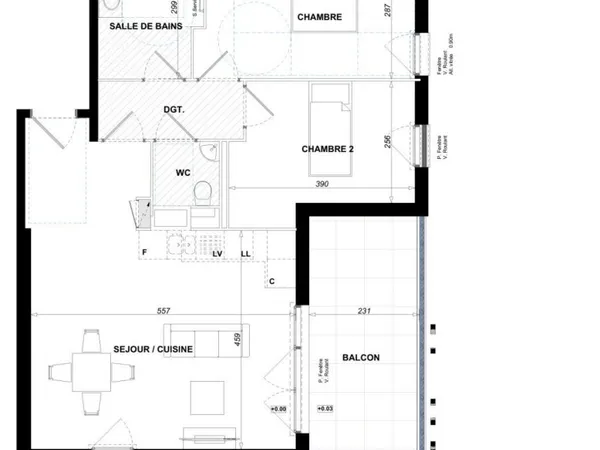 Appartement 3 pièces 66 m²