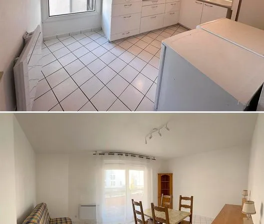 Type 2 meublé, 46 m2, terrasse 9m2 centre de Cran-Gevrier
